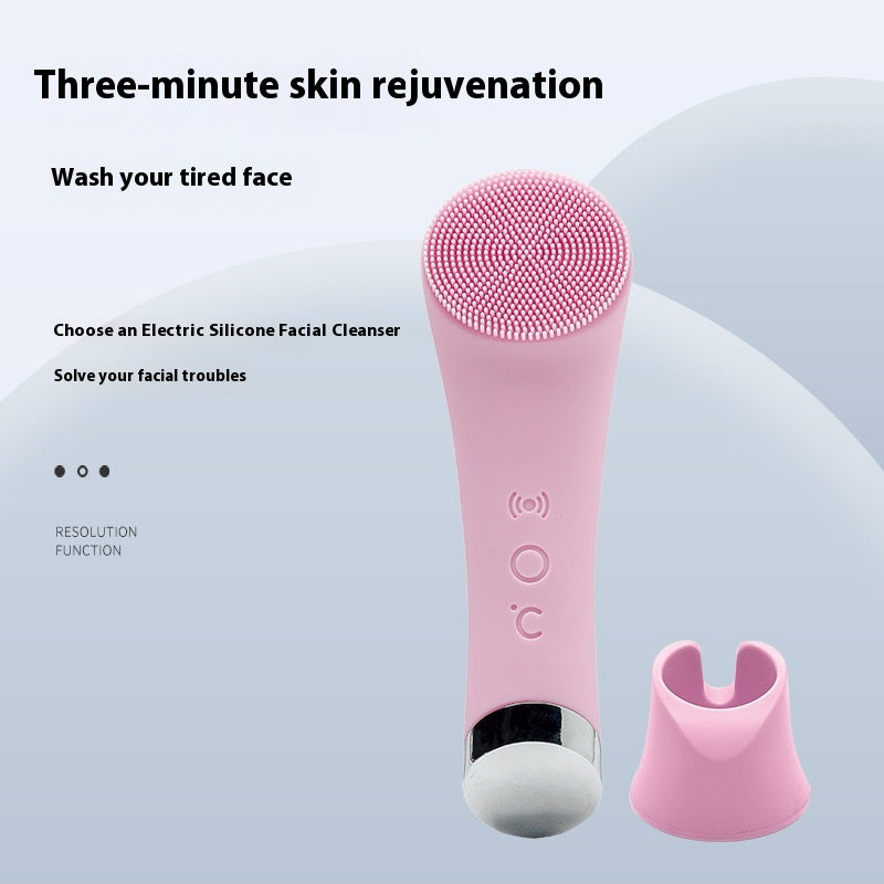 Heated Electrical Silicone Face Cleansing Brush for Daily Glow