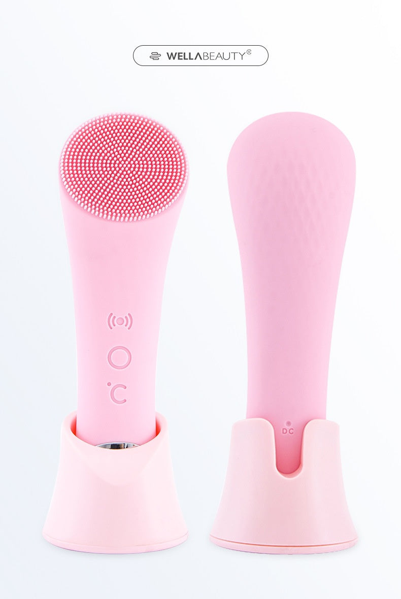Heated Electrical Silicone Face Cleansing Brush for Daily Glow